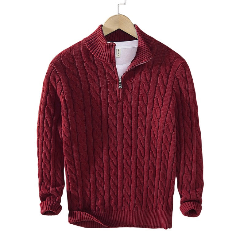 Javier™ | Maglione con mezza zip in maglia a trecce