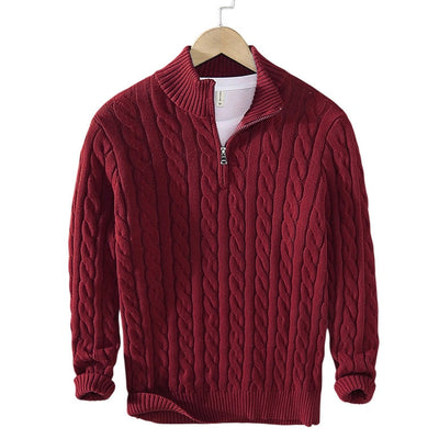 Javier™ | Maglione con mezza zip in maglia a trecce