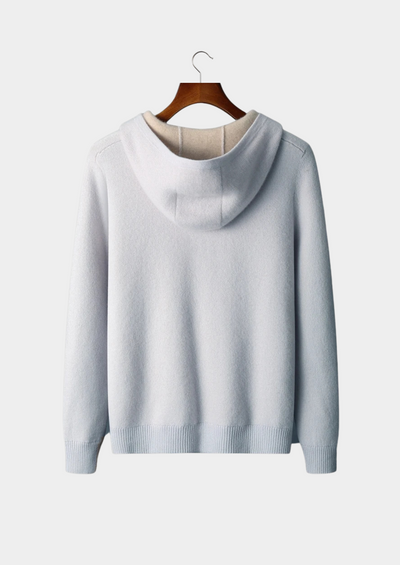 FELPA CON CAPPUCCIO E ZIP BICOLORE 100% CASHMERE