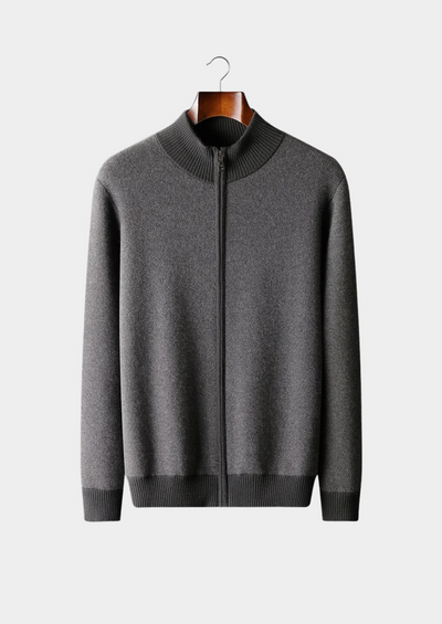 CARDIGAN CON ZIP JACQUARD 100% CASHMERE