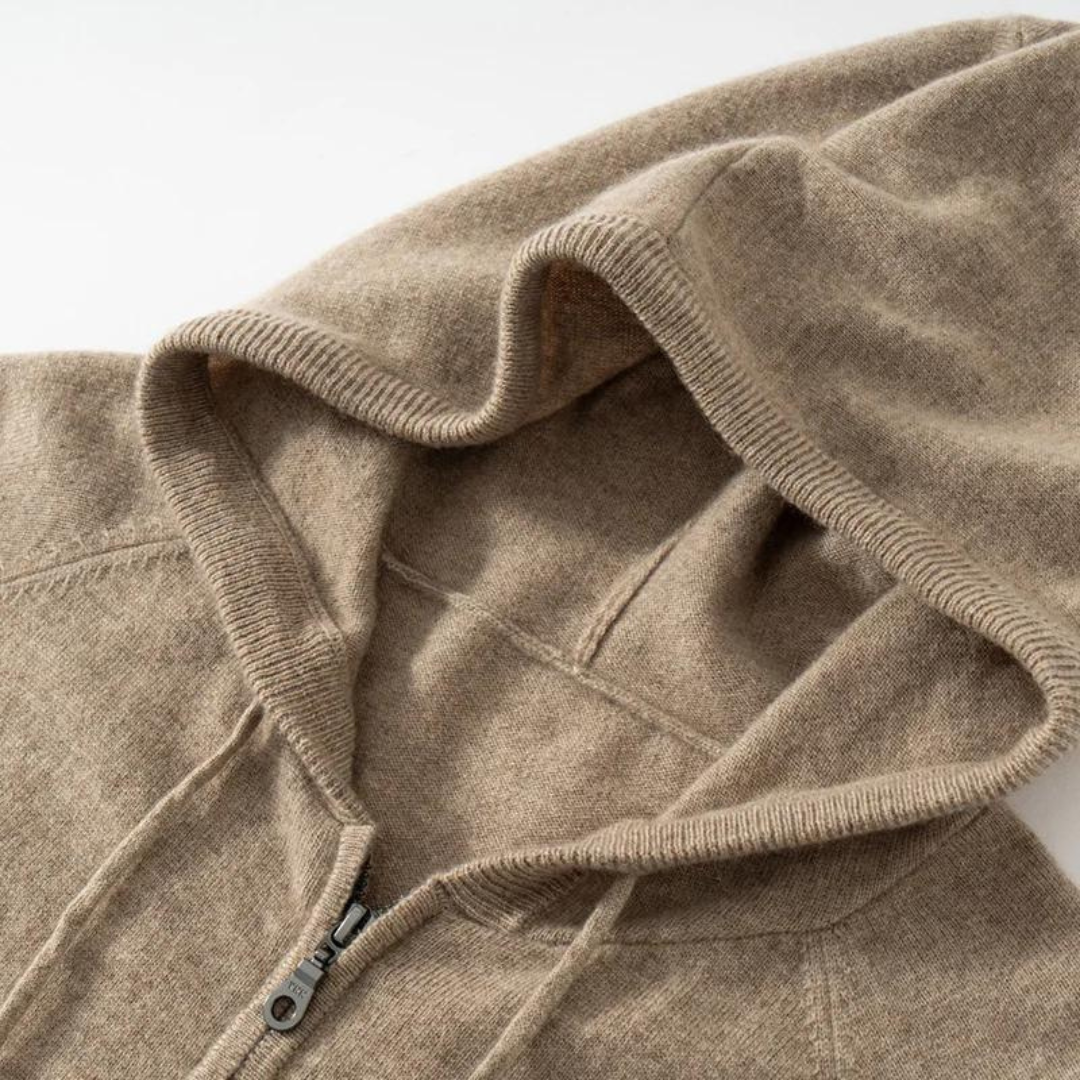 GILET CON CAPPUCCIO 100% CASHMERE