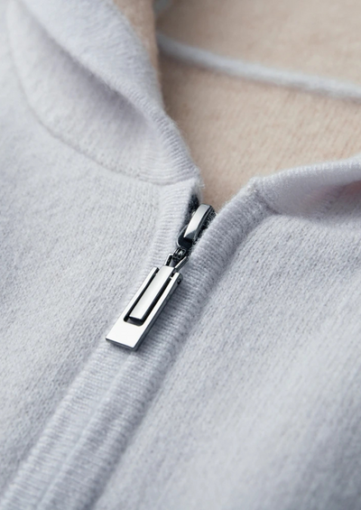 FELPA CON CAPPUCCIO E ZIP BICOLORE 100% CASHMERE