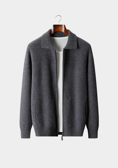 CARDIGAN POLO CON ZIP IN 100% CASHMERE