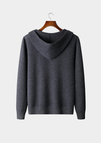 FELPA CON CAPPUCCIO E ZIP IN 100% CASHMERE