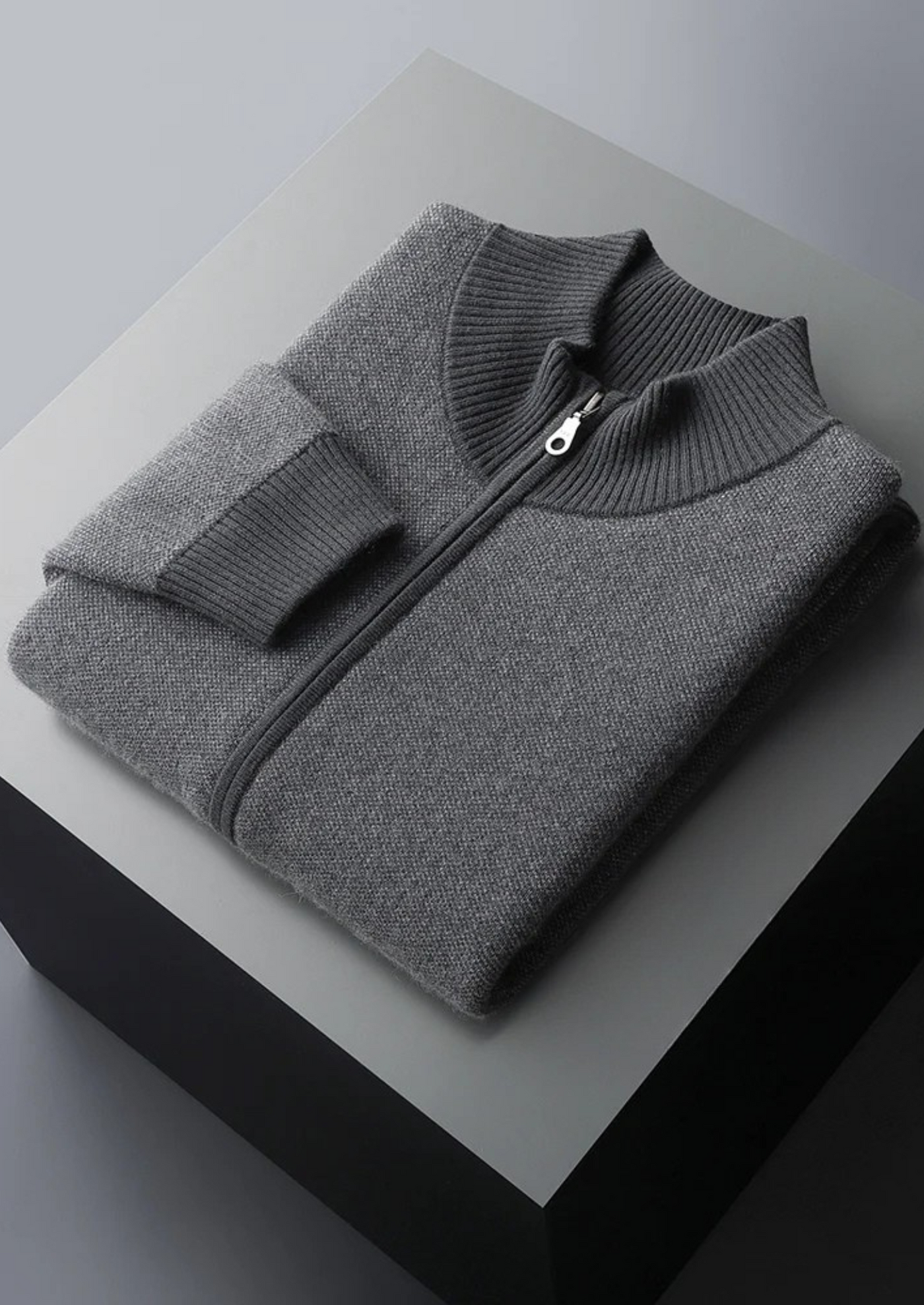 CARDIGAN CON ZIP JACQUARD 100% CASHMERE