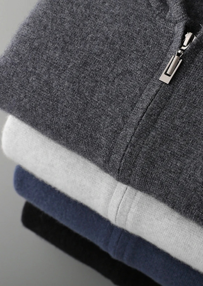 FELPA CON CAPPUCCIO E ZIP IN 100% CASHMERE