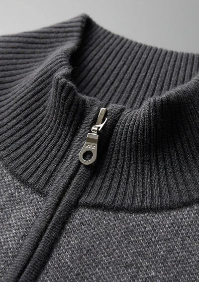 CARDIGAN CON ZIP JACQUARD 100% CASHMERE