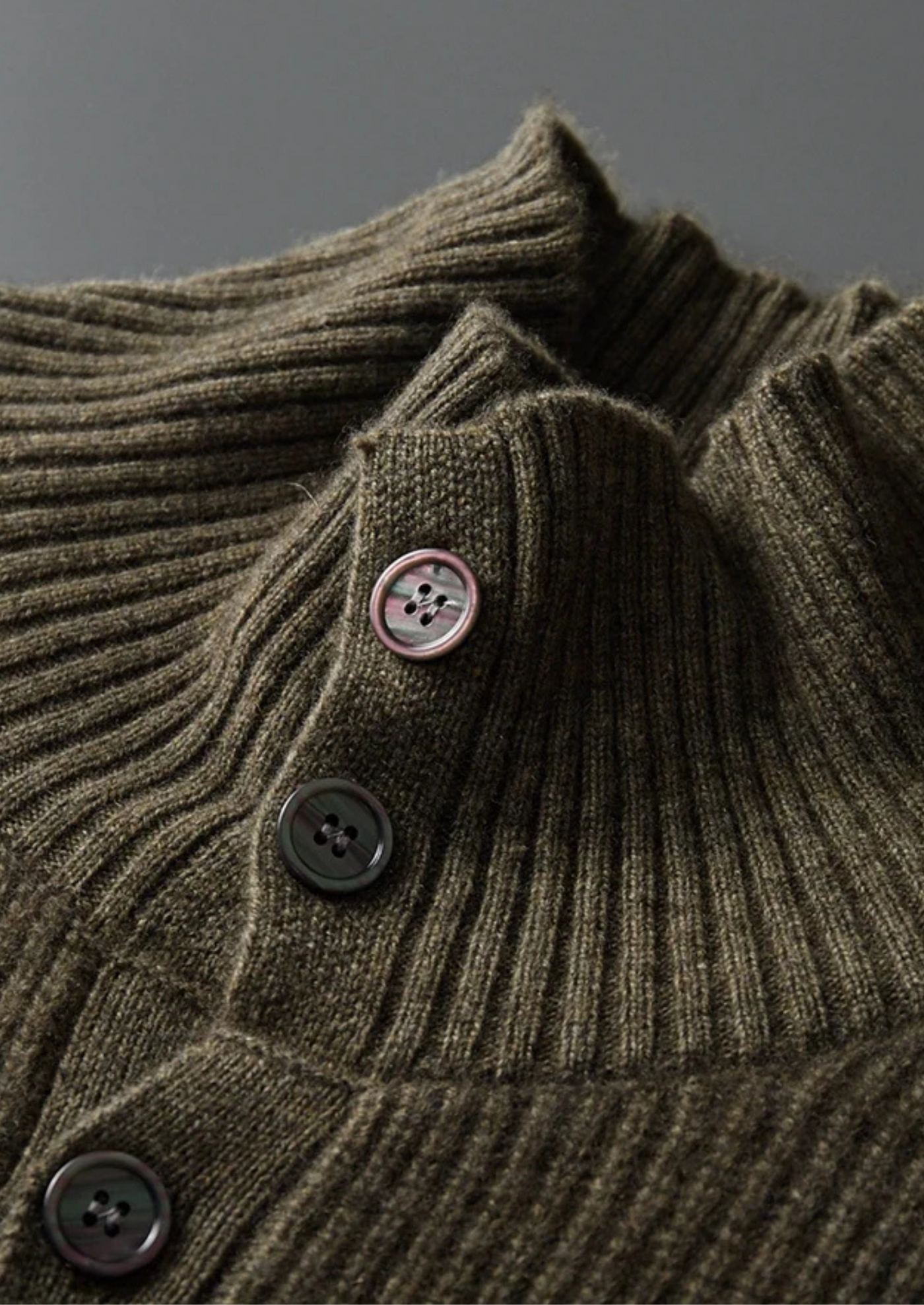 CARDIGAN COLLO ALTO A COSTINE IN 100% CASHMERE