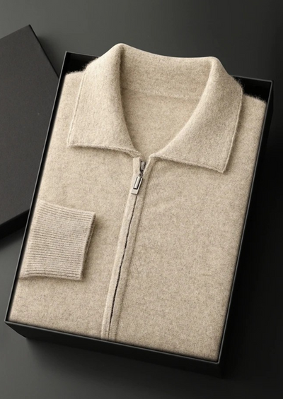 CARDIGAN POLO CON ZIP IN 100% CASHMERE