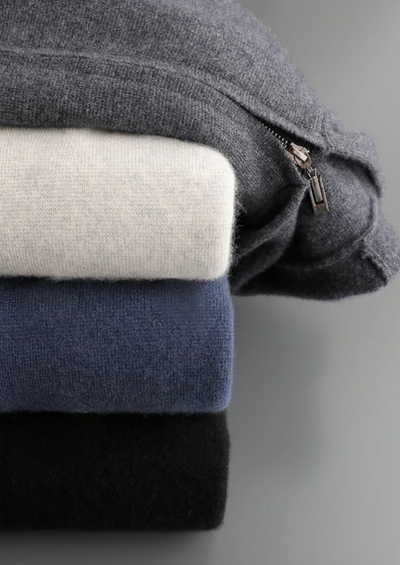 FELPA CON CAPPUCCIO E ZIP IN 100% CASHMERE