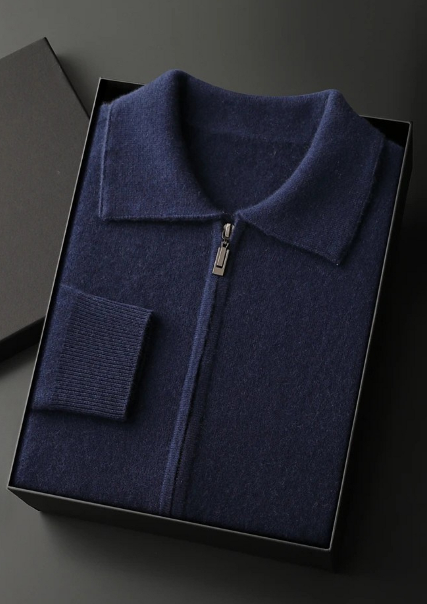 CARDIGAN POLO CON ZIP IN 100% CASHMERE