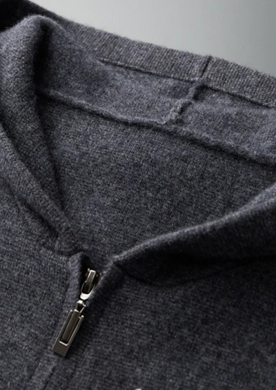 FELPA CON CAPPUCCIO E ZIP IN 100% CASHMERE