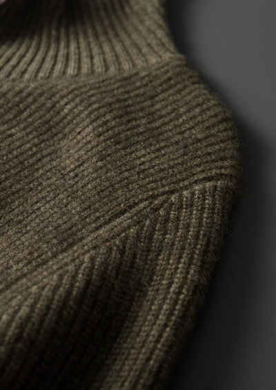 CARDIGAN COLLO ALTO A COSTINE IN 100% CASHMERE