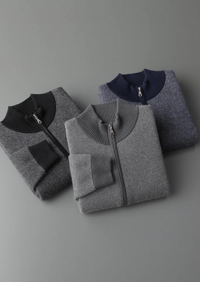 CARDIGAN CON ZIP JACQUARD 100% CASHMERE