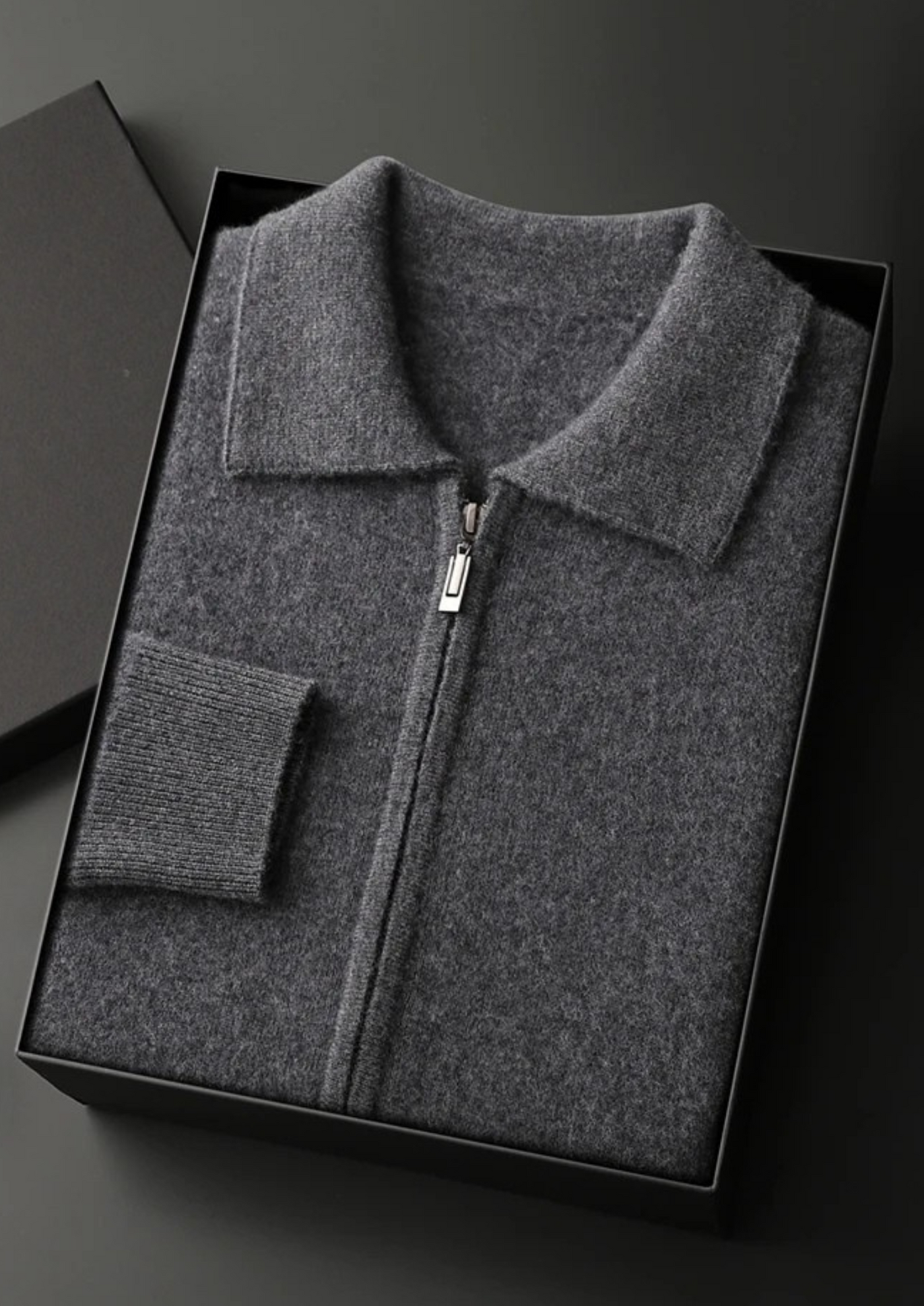 CARDIGAN POLO CON ZIP IN 100% CASHMERE