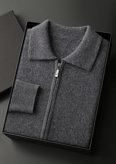 CARDIGAN POLO CON ZIP IN 100% CASHMERE