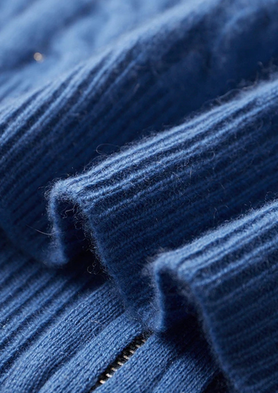 FELPA CON CAPPUCCIO E ZIP IN MAGLIA A TRECCE 100% CASHMERE