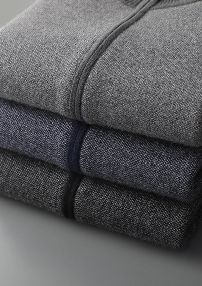 CARDIGAN CON ZIP JACQUARD 100% CASHMERE