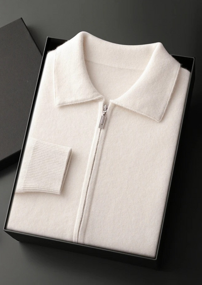 CARDIGAN POLO CON ZIP IN 100% CASHMERE