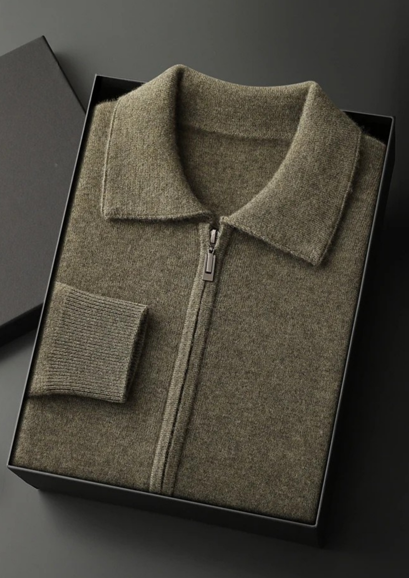 CARDIGAN POLO CON ZIP IN 100% CASHMERE