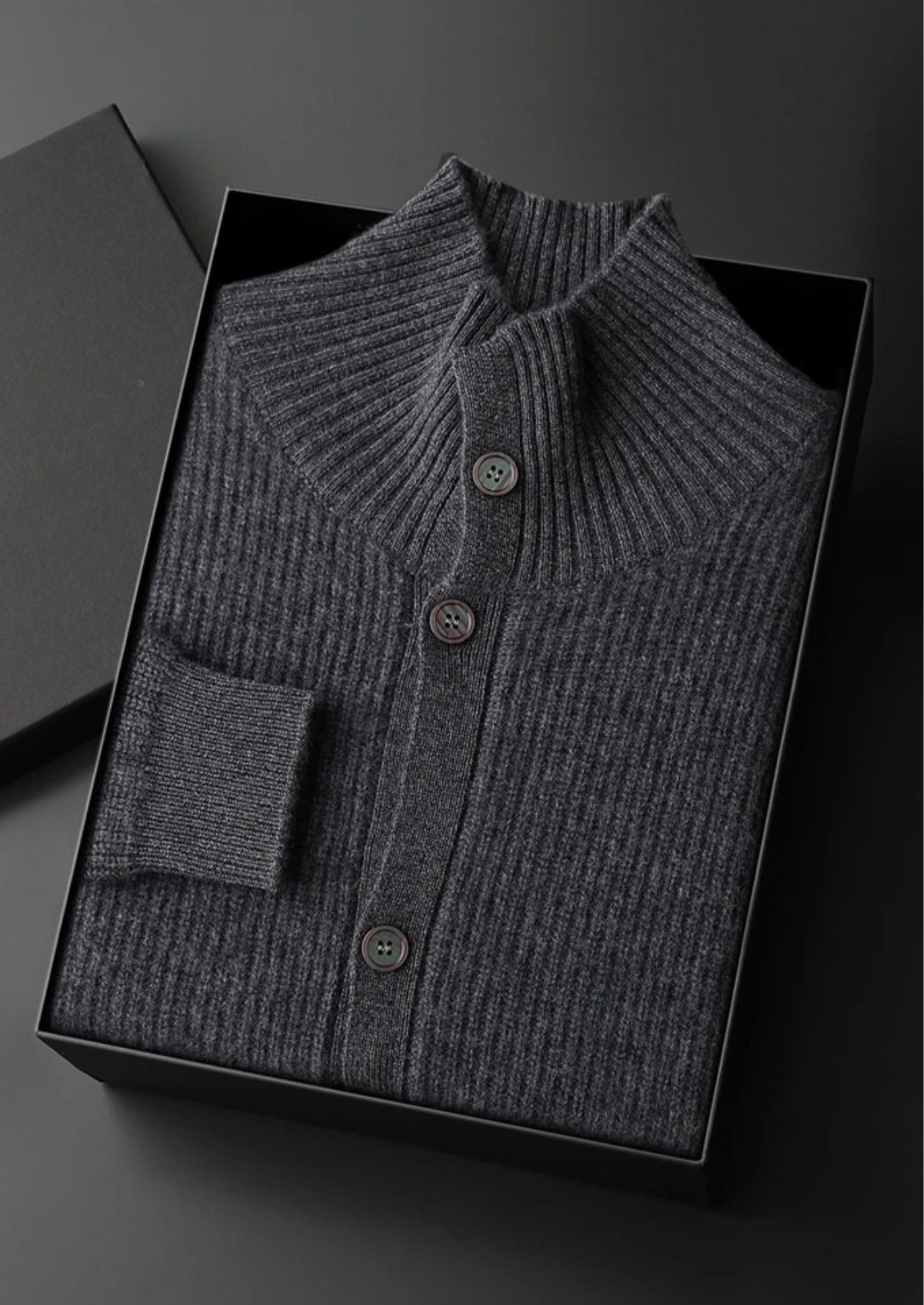 CARDIGAN COLLO ALTO A COSTINE IN 100% CASHMERE