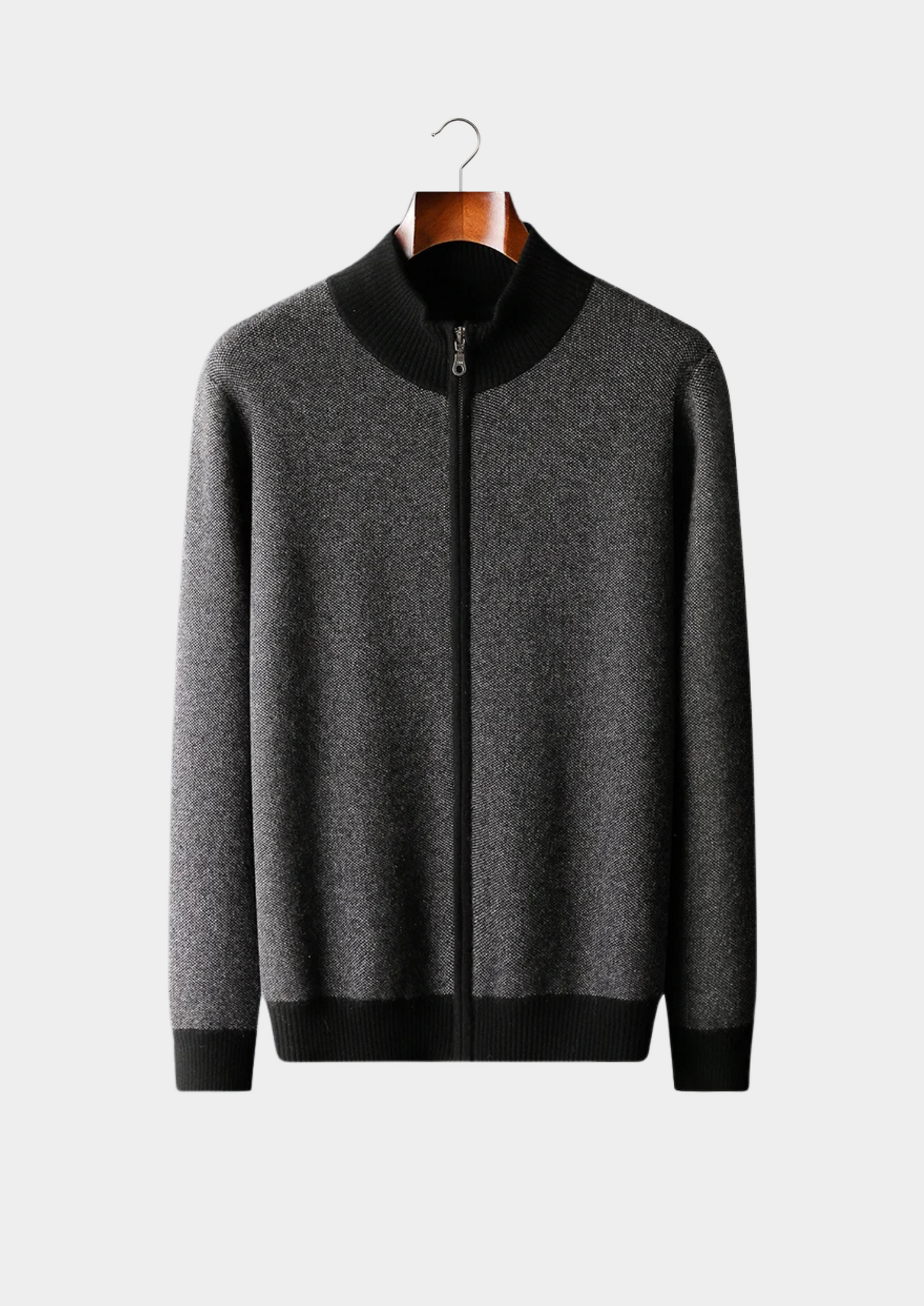 CARDIGAN CON ZIP JACQUARD 100% CASHMERE