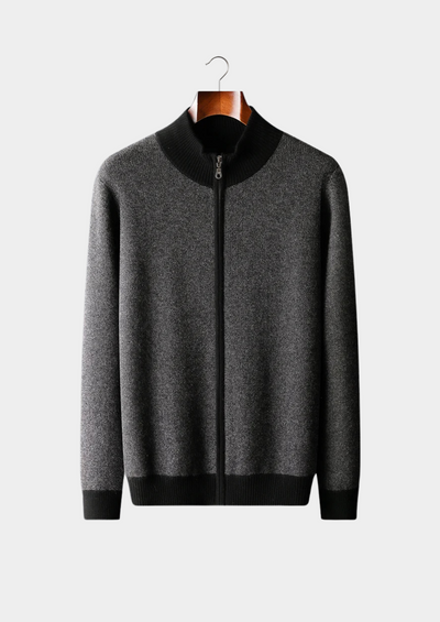 CARDIGAN CON ZIP JACQUARD 100% CASHMERE