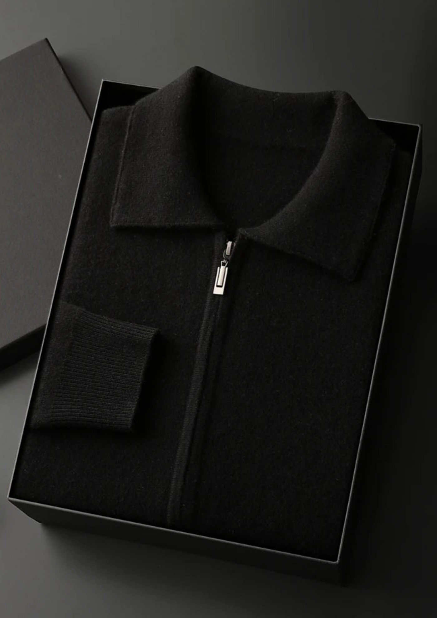 CARDIGAN POLO CON ZIP IN 100% CASHMERE