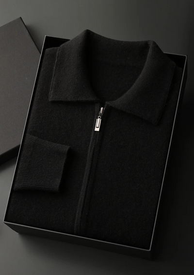 CARDIGAN POLO CON ZIP IN 100% CASHMERE