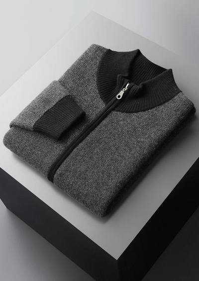 CARDIGAN CON ZIP JACQUARD 100% CASHMERE