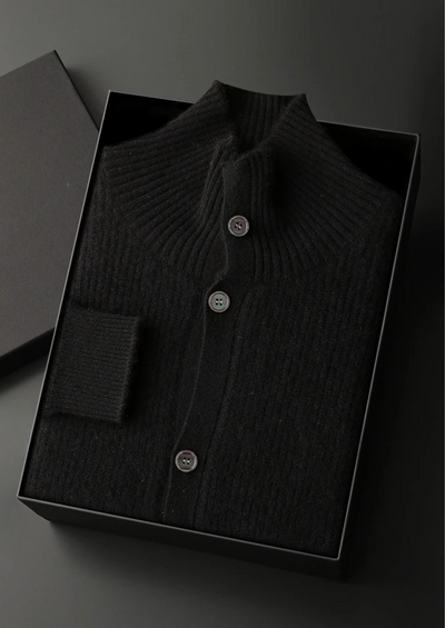 CARDIGAN COLLO ALTO A COSTINE IN 100% CASHMERE