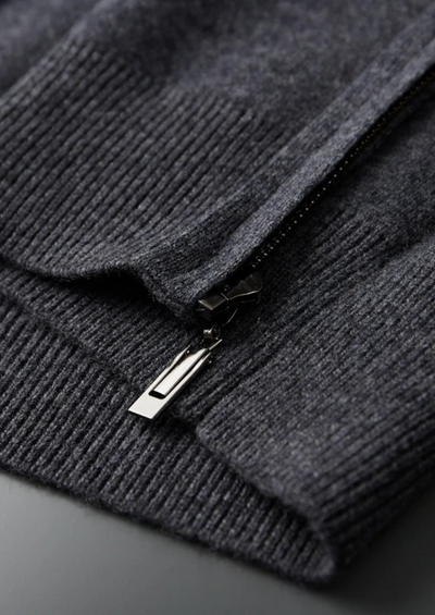 FELPA CON CAPPUCCIO E ZIP IN 100% CASHMERE