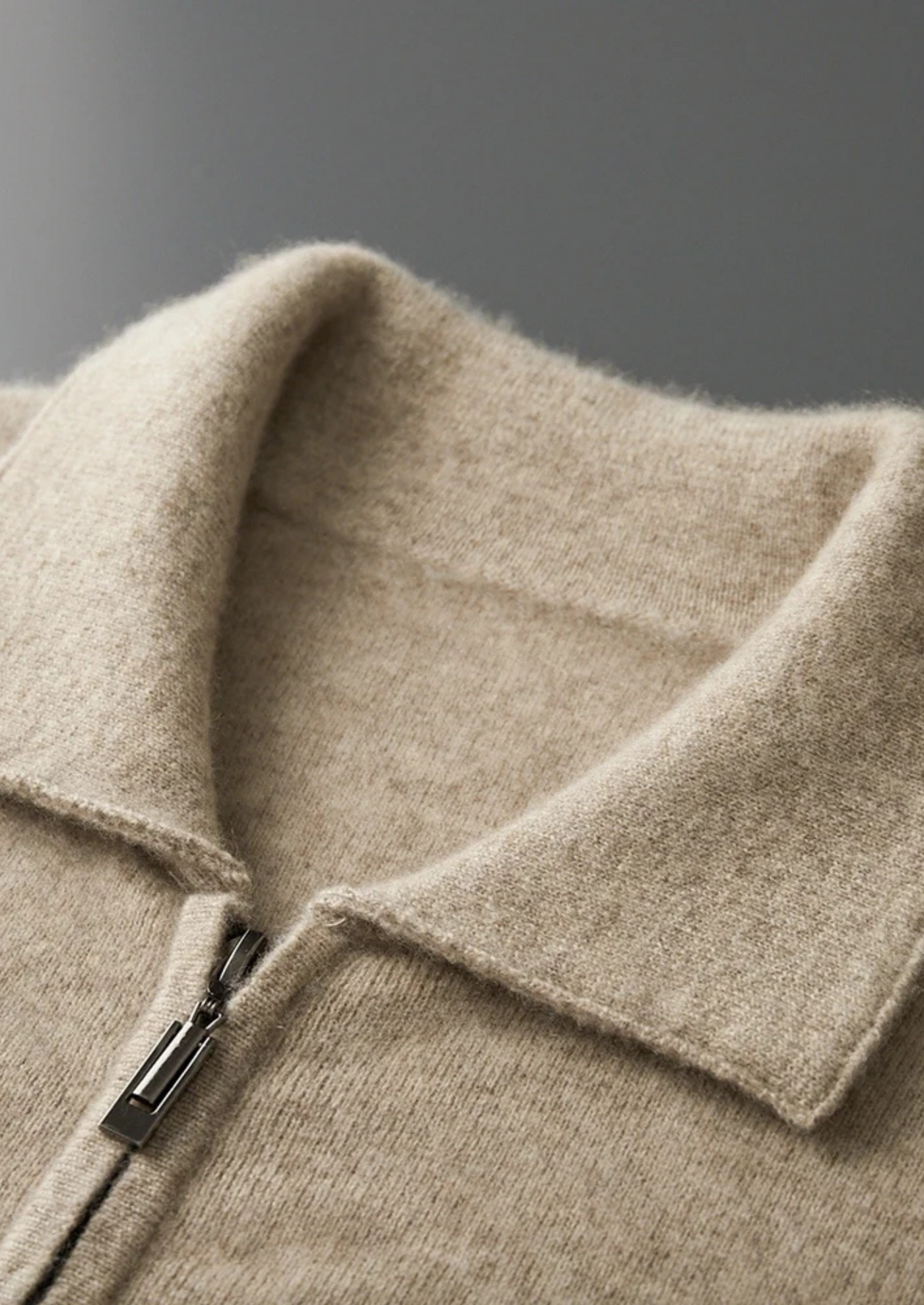 CARDIGAN POLO CON ZIP IN 100% CASHMERE