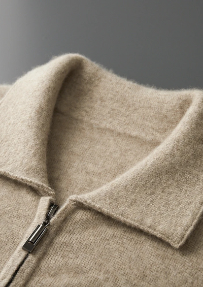 CARDIGAN POLO CON ZIP IN 100% CASHMERE