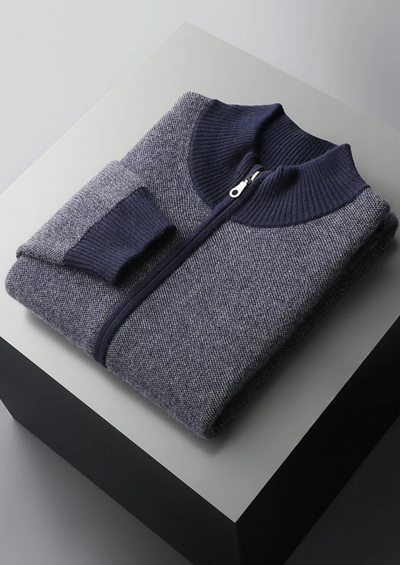 CARDIGAN CON ZIP JACQUARD 100% CASHMERE