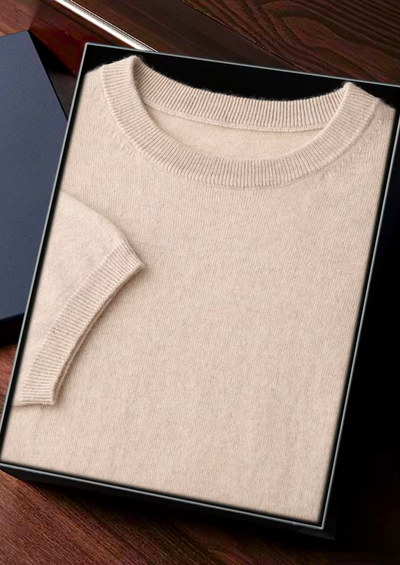 T-SHIRT CLASSICA A GIROCOLLO 100% CASHMERE