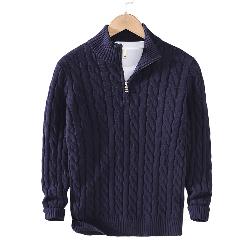 Javier™ | Maglione con mezza zip in maglia a trecce