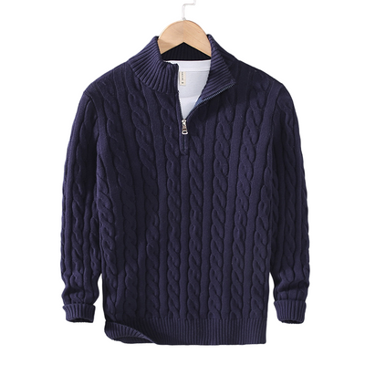Javier™ | Maglione con mezza zip in maglia a trecce