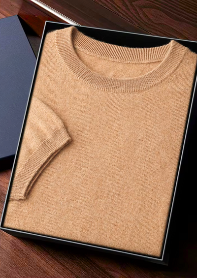 T-SHIRT CLASSICA A GIROCOLLO 100% CASHMERE