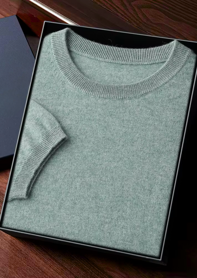 T-SHIRT CLASSICA A GIROCOLLO 100% CASHMERE