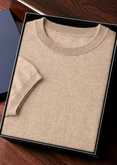 T-SHIRT CLASSICA A GIROCOLLO 100% CASHMERE