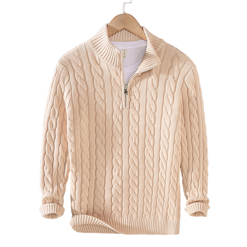 Javier™ | Maglione con mezza zip in maglia a trecce