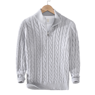 Javier™ | Maglione con mezza zip in maglia a trecce