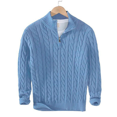Javier™ | Maglione con mezza zip in maglia a trecce