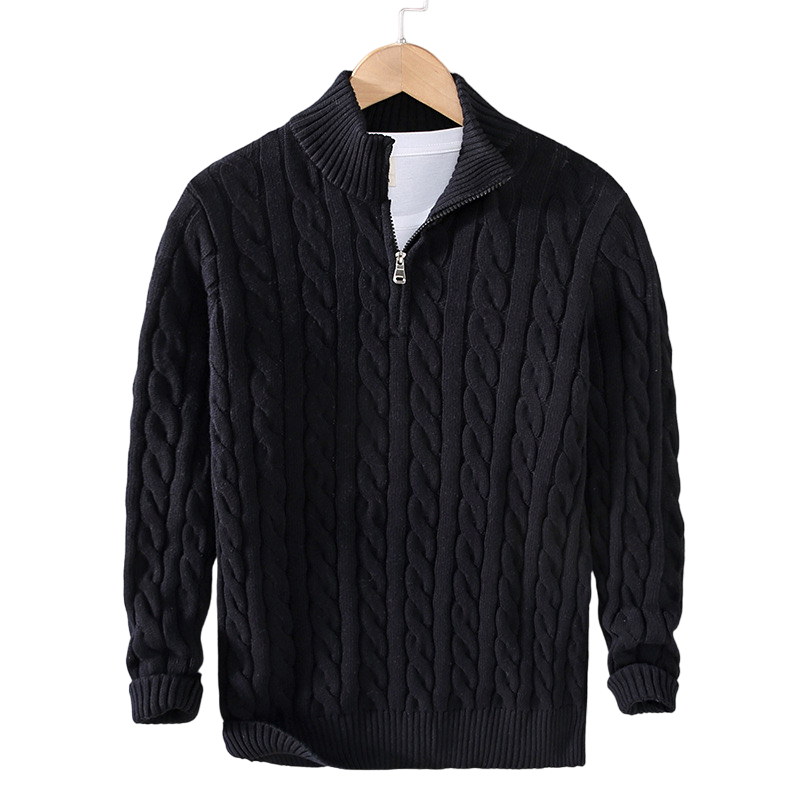 Javier™ | Maglione con mezza zip in maglia a trecce