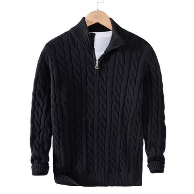 Javier™ | Maglione con mezza zip in maglia a trecce
