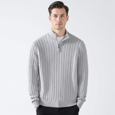 Javier™ | Maglione con mezza zip in maglia a trecce