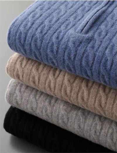 100% CASHMERE TESSUTO MEZZA ZIP