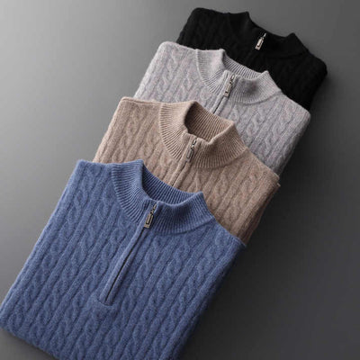100% CASHMERE TESSUTO MEZZA ZIP