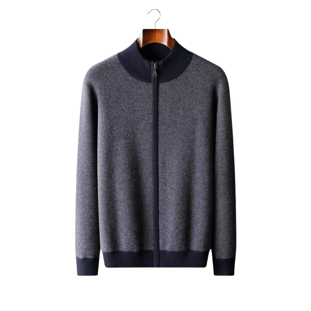 CARDIGAN CON ZIP JACQUARD 100% CASHMERE